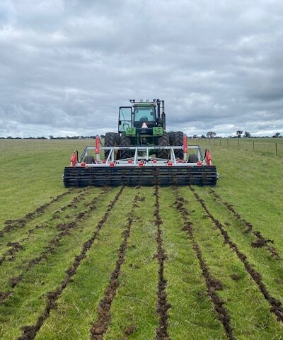 deep working with roller Yeomans plow working with coulters and crumble roller, hummus, keyline plow