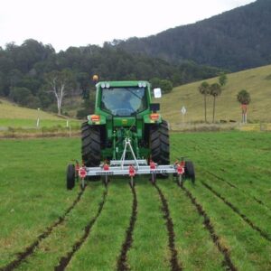 Yeomans GP39 working in green field, green ripping for keyline water control, sub soil aeration