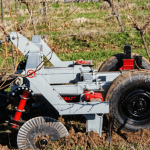 Yeomans plow with depth control system, shanks, wombat points and fluted coulters