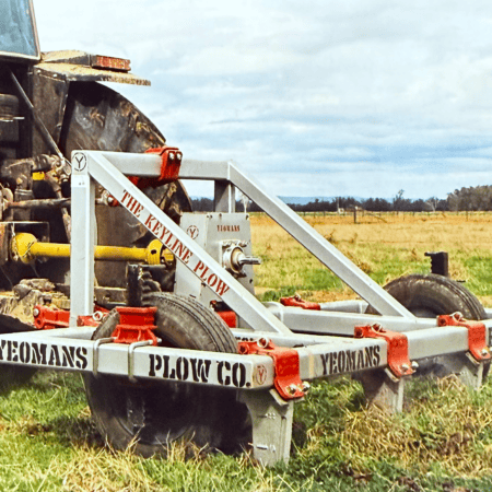 Image (19) keyline plow with Shakaerator, depth control wheels and shanks