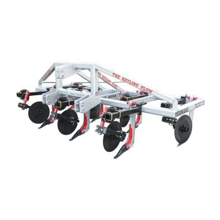 Yeomans Keyline Plow is a highly versatile, two‑beam, three‑point linkage plow, fixed shanks, modular bolt on Fluted Disc Pasture Coulters
