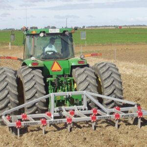 Yeomans plow L4314 with 11 26 at 15in spacings std wheels fitted to a john deere tractor