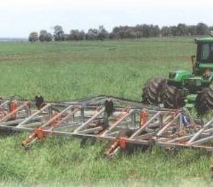 Yeomans T123 Folding Wing Plow (TFW123) is designed for large‑scale Keyline cultivation - folding wing plow fitted with stump jump shanks